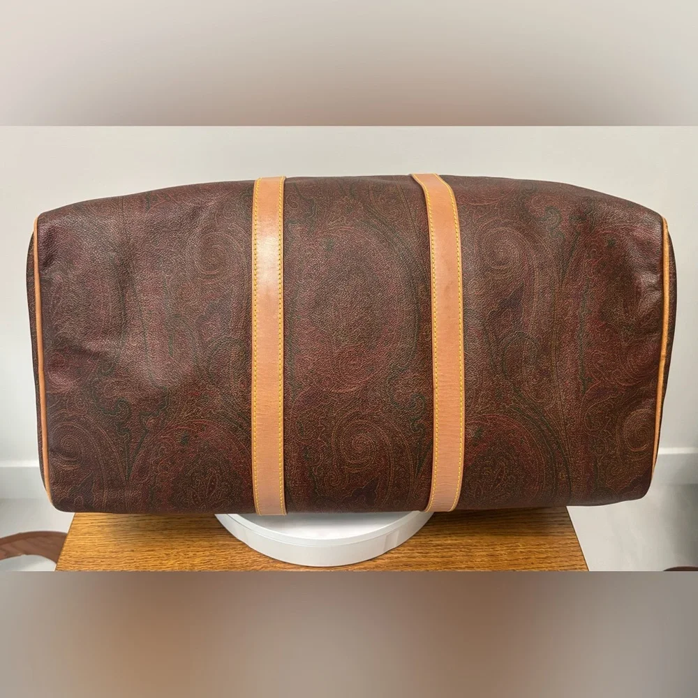 ETRO Milano Red Paisley Boston Bandolier Weekend Bag: Cuff/Strap/Lock & Keys